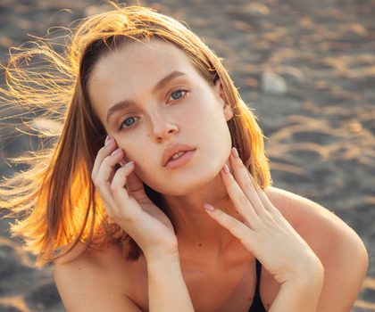 Portrait of a female model at the beach